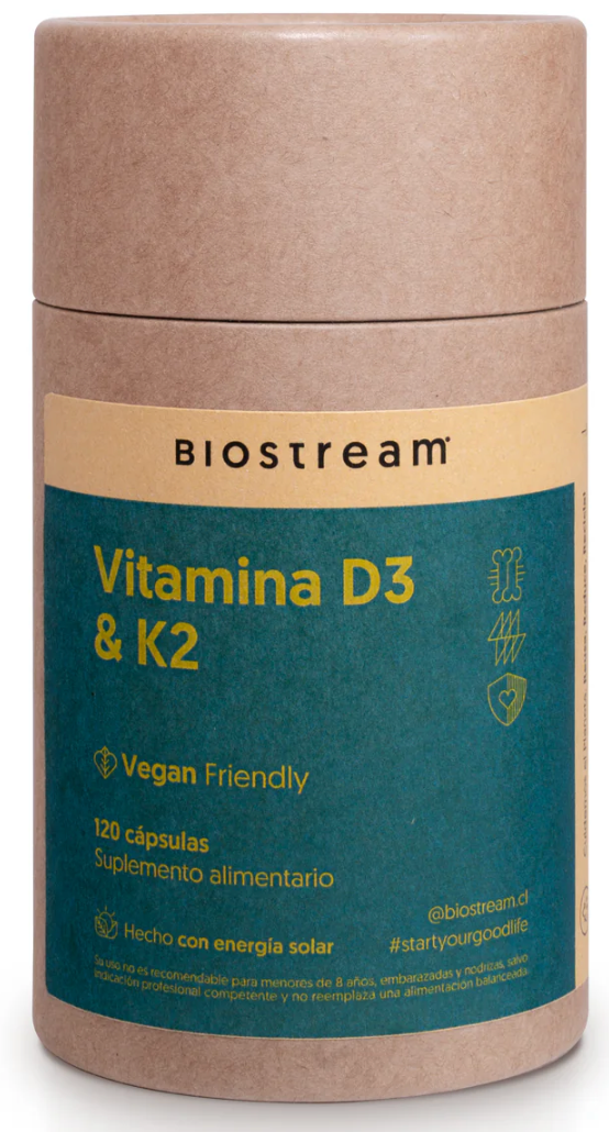 Vitamina D3 (800ui) + K2 (200mcg) | Vegano | 120 cápsulas