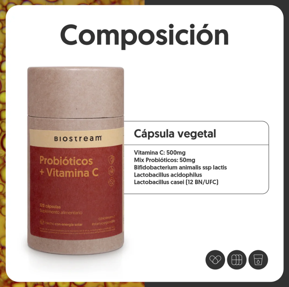Probióticos (50mg) + Vitamina C (500mg) | 120 cápsulas