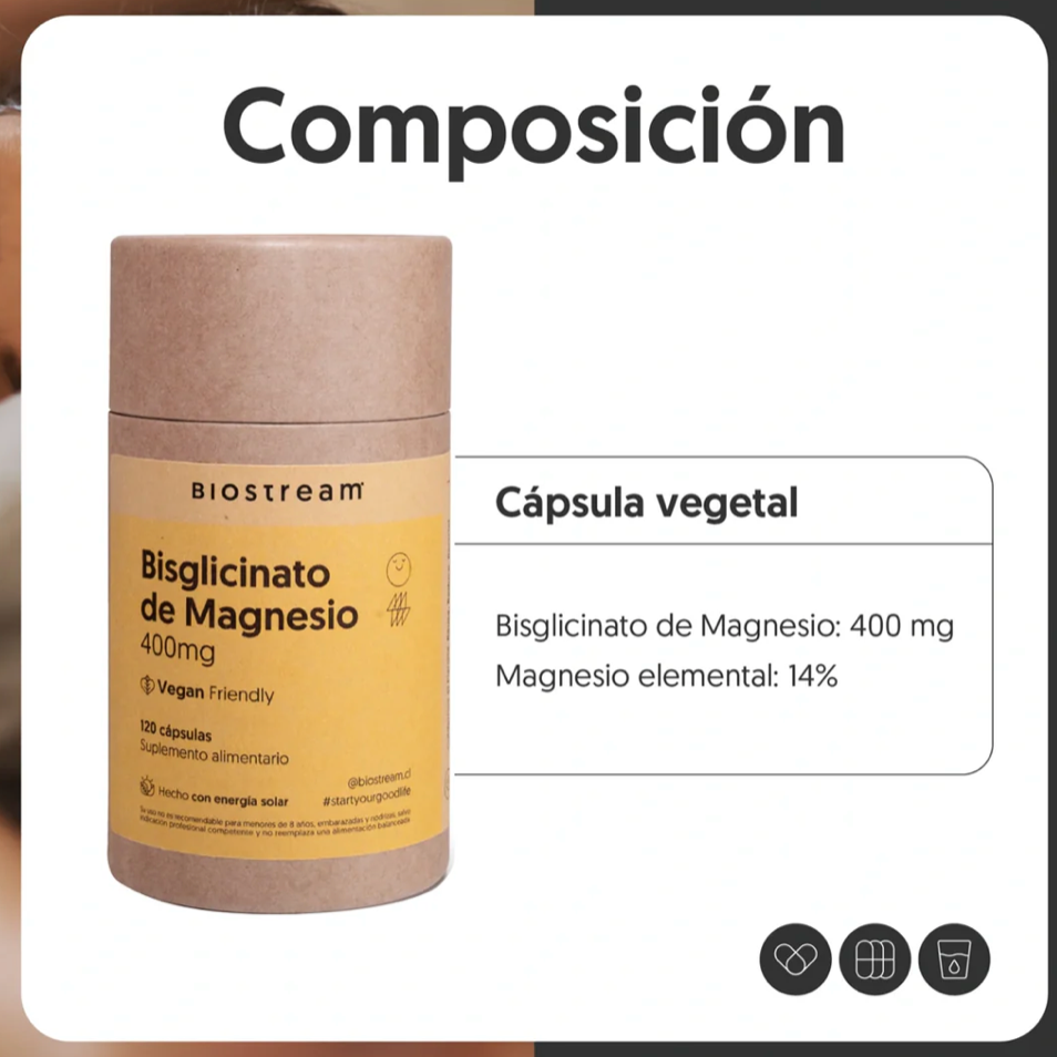 Bisglicinato de Magnesio | 400 mg | Vegano | 120 cápsulas